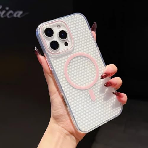 Coque de chargement magnétique sans fil iPhone 15 Pro rose avec induction