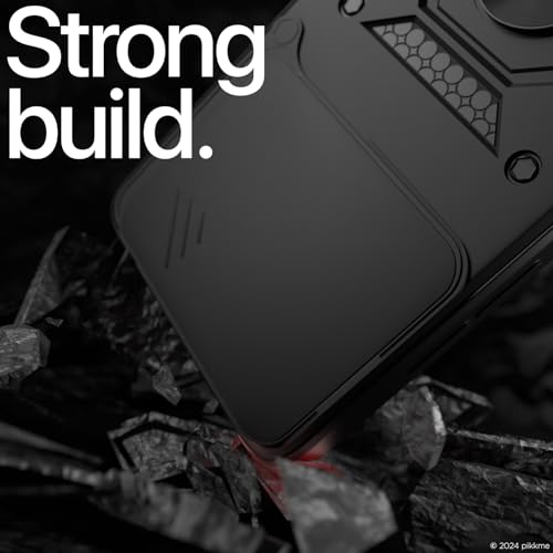Image of Pikkme Back Cover for iQOO 13 5G | D10 Tough Armor | 360 Protection Case | Sliding Camera Shield Cover & Ring Holder Stand Bumper Case (Black)