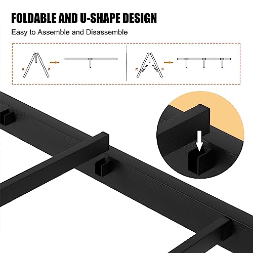 Image of Shintenchi California King Size Round Bed Frame with Steel Slat Support, Platform Metal with Headboard and Footboard, No Box Spring Needed, Noise Free, Easy Assembly