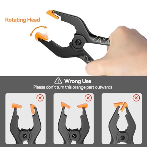 Image of EMART 12 Pack Heavy Duty Spring Clamps 6 Inch Professional Plastic Backdrop Clips for Photography Studio, Background Stand, Woodworking, Crafts, Tarp