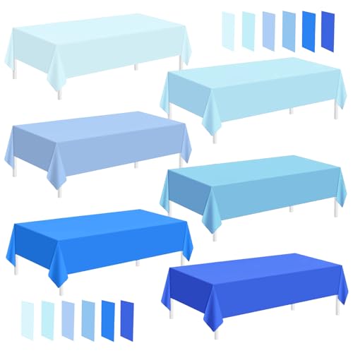 Nappe plastique bleu poussiéreux jetable contre les taches Lot de 12 nappes de banquet - 2
