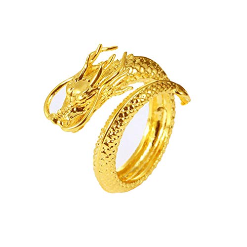 JczR.Y Vintage Dragon Open Ring for Men Punk Domineering Index Finger Dragon Rings Fashion Jewelry(gold)