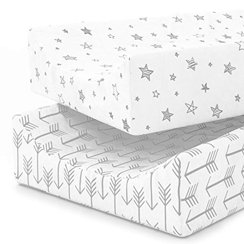 Image of Kids N’ Such Jersey Knit Cotton Baby Changing Pad Cover & Diaper Changing Pad Liner, Gray, 2 Pack