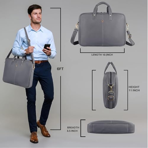 Image of WildHorn Leather Laptop Messenger Bag for Laptop /MacBook up to 15 inch| Padded Laptop Compartment |Office Bag I 365 Days Warranty