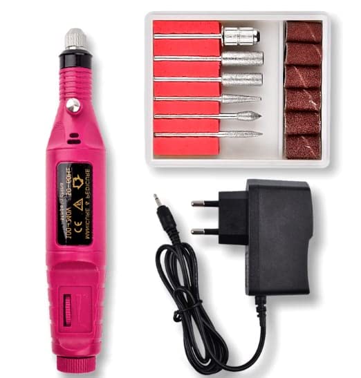 Mini Electric Nail File Nail Art Drill Kit Nail Polisher Portable Manicure Speed Rotary Detail Carver (Multicolor)