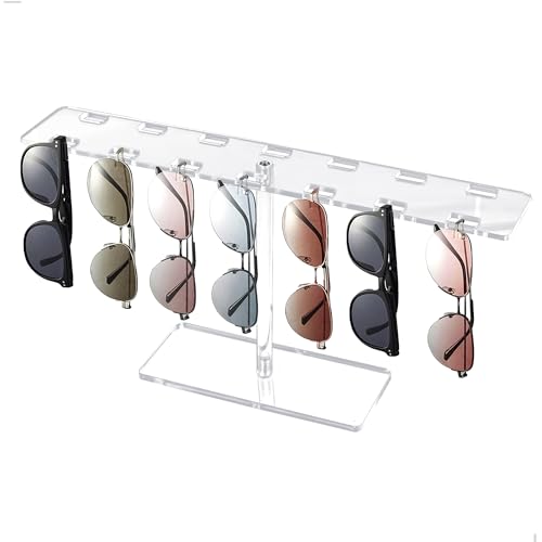 fuxunamz Organizador De Gafas De Sol, Porta Gafas Acrílico Con Capacidad para 14 Pares de Gafas, Apto para Oficinas, Dormitorios y Tiendas, Transparente