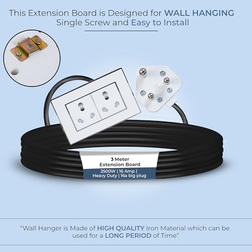 Image of Extension Board Heavy Duty Multi Socket 15A /16A /20A (2500 Watts 16A Big Plug and Two 16A Socket, 3 Meter)