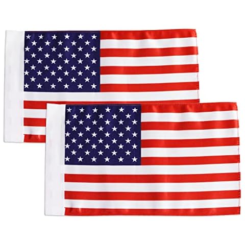 PLUSUTV 2Pcs American Flags Motorcycle Flag 6" x 10" for 3/8" Diameter Round Pole Red Line US Flags Double Sided Sewing Replacement Motorcycle Flag for 3/8 IN Diameter Poles Cover