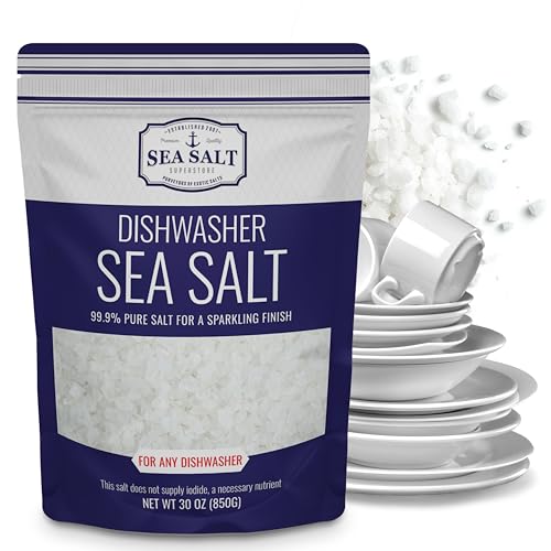 dishwasher salt natural water softener food grade coarse sea salt compatible with miele thermador whirlpool amp bosch dishwasher 30 oz bag