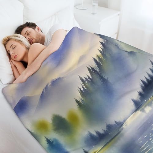 Couverture en flanelle douce et durable imprimé lac pour lit