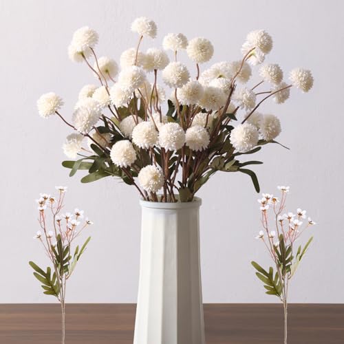 CEWOR 15pcs White Artificial Flowers Faux Flowers for Vase, Fake Flowers for Table Centerpieces Decor, Aesthetic Artificial Flowers for Bouquet Party Wedding Home Decor Floral Arrangements Centerpiece