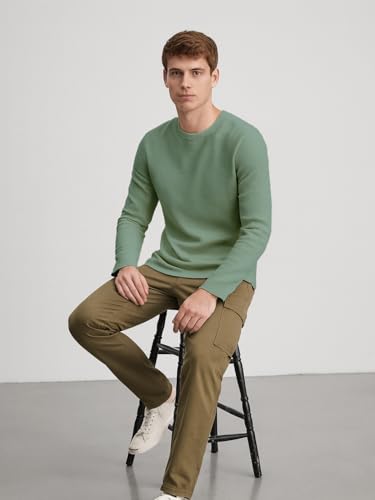 Image of Nobero Ottoman Texture Full Sleeve T-Shirt for Men | 240 GSM Regular fit Tshirt for Men | Casual Wear