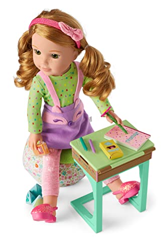American Girl Welliewishers Ready To Learn Desk Set For 14.5-Inch Dolls With A Doll-Sized Desk, School Supplies, Flower-Print Seat, Paper Fortune Teller, Ages 4+ #TOP2