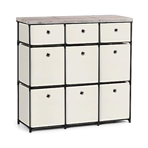 9 Cube Storage Organizer, Drawer Clothes Organizer Unit for Closet, Closet Organizers and Storage – Easy Assembly Closet Dresser for Bedroom, Dorm, Playroom, Hallyway, White&Gray.