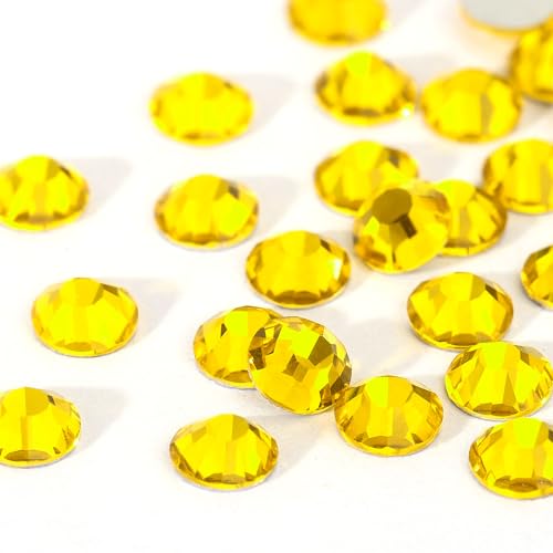 Image of Novani Crystal Rhinestones, Flatback Loose Gemstones 1440pcs Glass Rhinestones for Clothes Shoes Crafts Makeup Nail Art and DIY Decorations(SS6, Citrine)