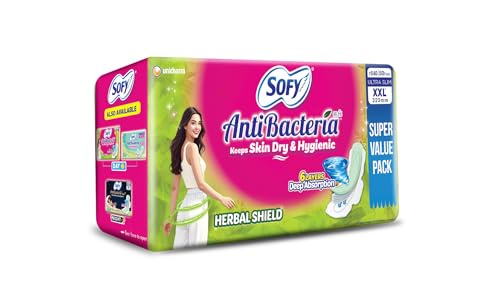 Image of Sofy AntiBacteria XXL - 323mm | 50 Count pads | For Women Sanitary Pads | Keep Skin Dry | 6 Layer Deep Absorption | Herbal Shield | Hygiene & Herbs | X-Large
