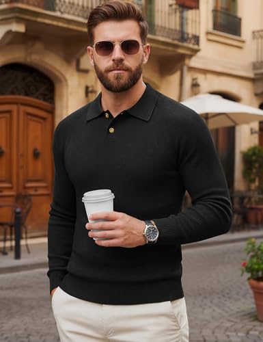 Camisetas Polo de manga larga para hombre, tejido suave y antipelusa, estilo casual y deportivo miniatura 2