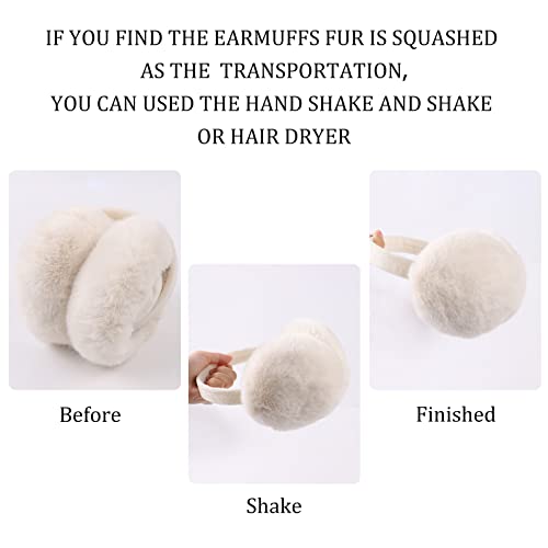 Yuoahcn Women Girls Ear Muffs Fashion Warm Plush Earmuffs Winter Foldable Ear Warmer Windproof Adjustable Earmuff (Milk White) #TOP6