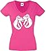 JINTORA T-Shirt - Chemise Femme Rose - V-Cou - Taille XL - Gants de Boxe - JDM/La Coupe - pour la fête Carnaval Travail et Loisirs
