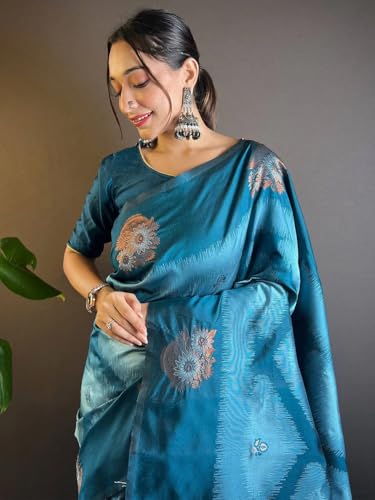 Image of SGF11 Women's Kanjivaram Pure Soft Silk Saree With Unstitched Blouse Piece