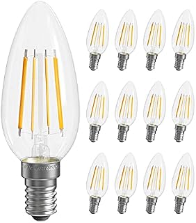 QNINE 12 Pack Warm White E14 LED Light Bulb, 4W (40W Equivalent), Candle Bulbs Small Screw, 2700K, Non-Dimmable