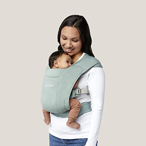 Image of Ergobaby Embrace Cozy Newborn Essentials Baby Carrier Wrap (7-25 Pounds), Ponte Knit, Jade Green