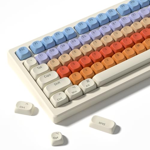 Image of Macaron Cream PBT Keycaps, Cute Pastel MOA Profile Keycaps, Dye-Sublimation Custom 125 Keys Key caps Set for Cherry Gateron MX Swithes Mechanical Keyboards