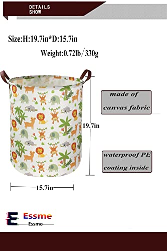 Image of Essme Kids Laundry Hamper,Jungle Laundry Basket Collapsible Greeen Hamper for Kids Room Decor, Animal Hamper,Woodland Storage Basket, Nursery Hamper,Gift Baskets.(Jungle animal)