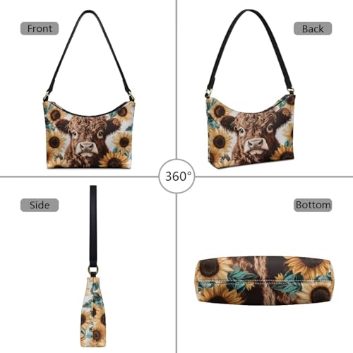Image of Handbag for Women Leather Underam Shoulder Bag with Zipper Fashion Work Purse Waterproof Travel Wallet