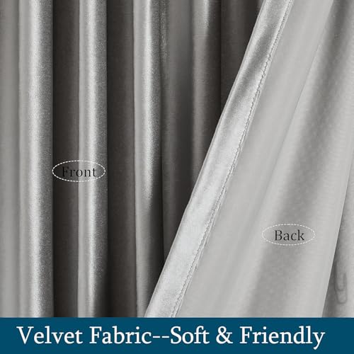 Image of PRIMROSE Light Grey Curtains 102 inch for Living Room,2 Panels Drapes Blackout Rod Pocket Back Tab Window Treatment Room Darkening Thick Decorative Curtains for Bedroom