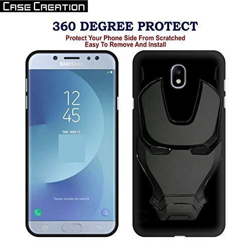 Image of COVERLY Official 3D Touch Feel Trending Marvel Avenger Logo Mask Soft Rugged Grip Iron Man Super Power Cartoon Movie Engraved Silicone Matte Back Cover for Samsung Galaxy J7 Pro -Black