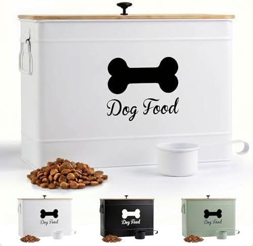 Dog Food Container Airtight 15 lb (50 Cup) Capacity with Metal Sc...