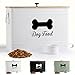 Dog Food Container Airtight 15-20 lb (70 Cup) Capacity with Metal Scoop - Cute Airtight Dog Food Storage Container with Bamboo Lid - White Metal Kibble Storage Bin for Dogs up to 100 lbs - Big Pet Jar