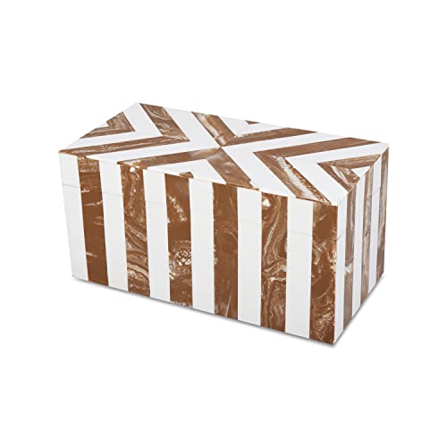 Image of Handicrafts Home Chevron Collection, Storage Organizer Decorative Box Multipurpose Gift - Chevron Brown 10x5x5 inch