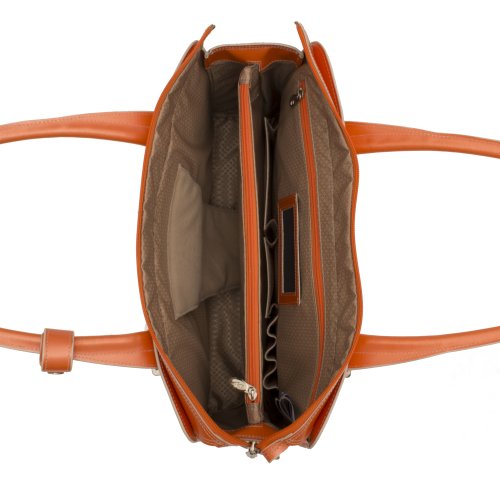 Mckleinusa W Series, Verona, Top Grain Cowhide Leather, 15" Leather Fly-Through Checkpoint-Friendly Ladies' Laptop Briefcase, Orange (96620) #TOP4