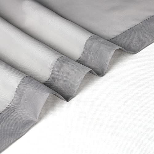 Image of Chyhomenyc Sheer Window Curtains Tier 2 Pieces Set, 36 inch Length, Short Dining Curtains Window Treatment for Small Windows /Bathroom /Cafe /Living Room, Rod Pocket, Charcoal Grey