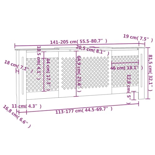 Cubierta para radiador de 205 cm en madera gris para salones amplios 3