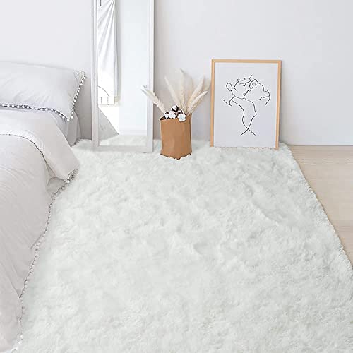 HOMORE Cream White Rugs for Living Room 5x7 Fluffy Area Rug Modern Shag Rugs for Bedroom, Super Soft and Comfy Kids Room Rugs, Cute Carpets for Nursery Girls Home Dorm Decor, Ivory