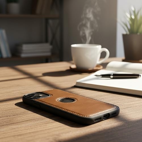 Image of Leather Case for Apple iPhone 12 Mini Premium Protective Stylish Slim Cover with Shockproof Raised Edges Brown