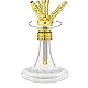 RMAN® Shisha Set Wasserpfeife 3 Anschlüsse 53cm Aluminium Hookah Komplett mit Kaminkopf Silikonschlauch Edelstahl Tauchrohr Klick System Closed Chamber Zange (Gold)