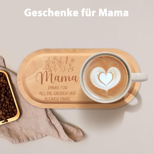 Anruzon Geschenke für Mama, Geburtstagsgeschenk für Mama, Badezimmertablett, Schminktisch Tablett, Mama Geschenk von Tochter Sohn, Holz Deko, Muttertag