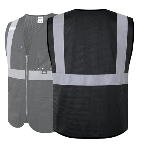 Image of JKSafety Safety Vest for men women Hi Vis Vest with Pockets and Zipper High Visibility Meet ANSI Standard(BX310