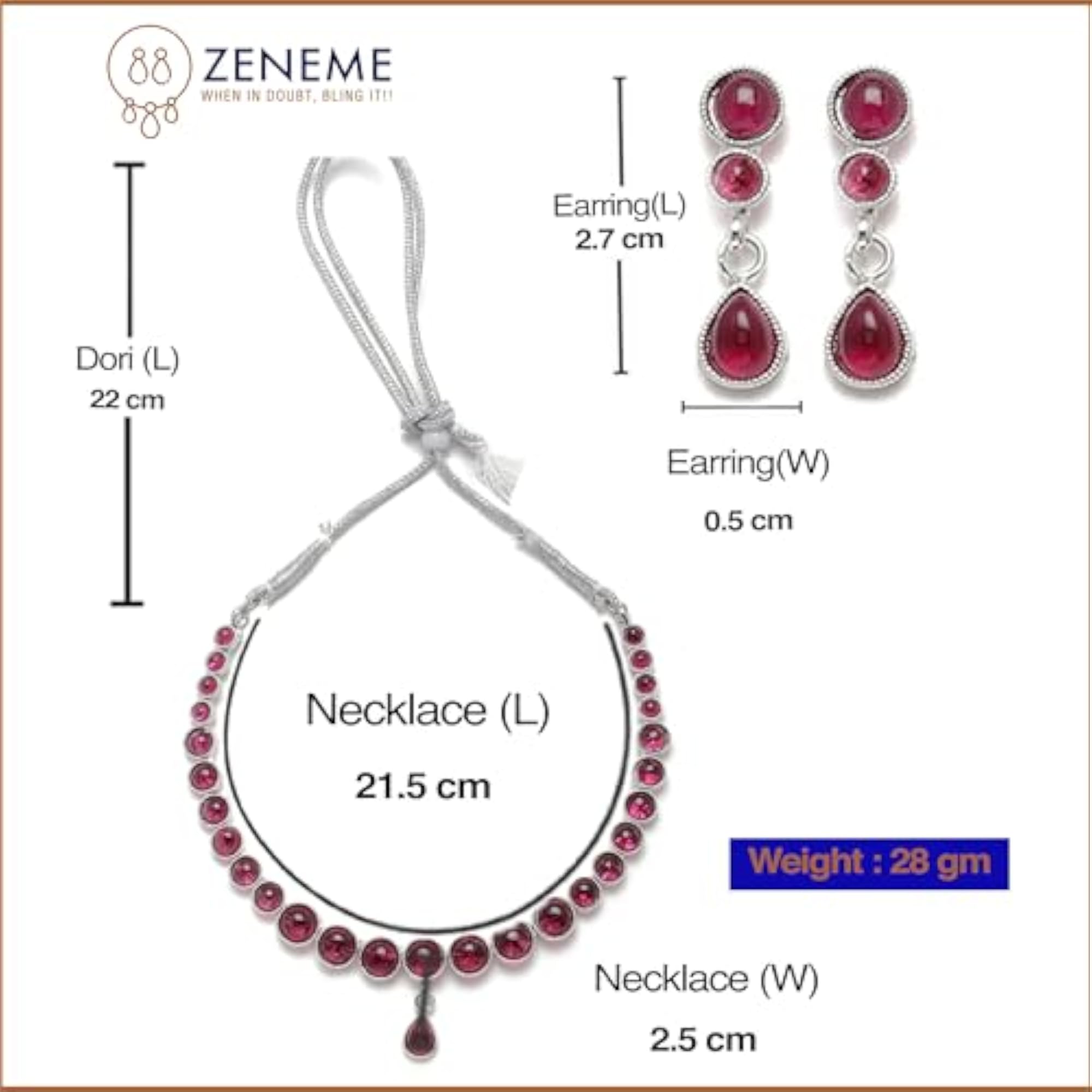 Oxidised Silver-Plated Round Diamond Necklace Set