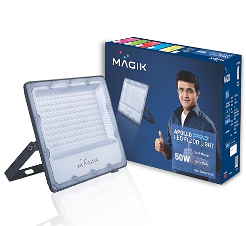 Image of MAGIK Apollo Pro Max 50W LED Flood Light | Sleek Design, Sturdy Body | IP65 Waterproof | Industrial & Commercial Outdoor Lighting | 2-Year Warranty | Cool White