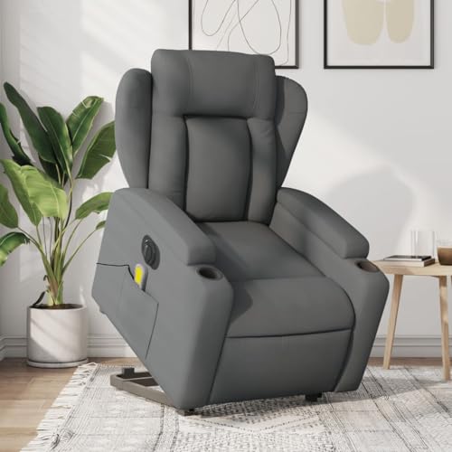 Sufrk Silla de masaje eléctrica gris oscuro y sillón relax eléctrico, reclinable en la cama y asiento ergonómico de tela para muebles, salón y uf