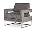 HomeRoots Stylish Dark Grey Velvet and Steel Chair
