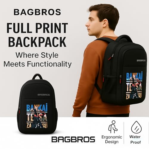 Image of Bagbros Anime Printed Bleach ICHIGO Bankai 30L Waterproof Backpack | Anime Laptop Backpack, School Bag, College Bag, Printed School Backpack