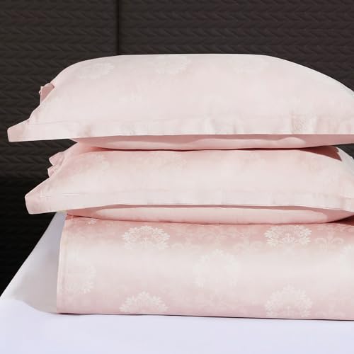Image of Story@Home Long Staple Egyptian 100% Cotton Compact Yarn Bedsheet King Size with 2 Pillow Covers, 500TC Premium Bedsheets, Home Decor, Ultimate Comfort, 270 cm x 270 cm, Floral Printed -Pink