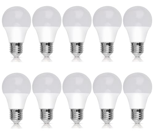 Bright Source Non-Dimmable Opal Frosted LED GLS Bulb, 8.5W, 806lm, E27 Edison Screw, 4000K Cool White - Pack of 10 Bulbs