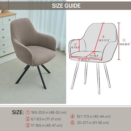 Image of HOKIPO Premium Jacquard Fully Covered Cover for Swivel Dining Chair with Arms, Pack of 4, Taupe Brown (AR-5356-KHK*4)